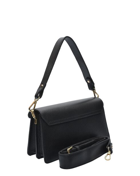 SBV 82 Schultertasche aus schwarzem Leder - 14x25,5x9 cm