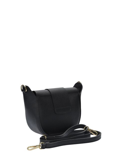 TSBV 54 Schultertasche aus schwarzem Leder - 13x16,5x7 cm