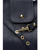 TSBV 50 Schultertasche/Rucksack aus dunkelblauem Leder - 23,5 x 36 x 11 cm