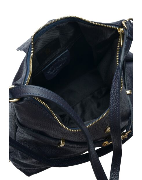 TSBV 50 Schultertasche/Rucksack aus dunkelblauem Leder - 23,5 x 36 x 11 cm