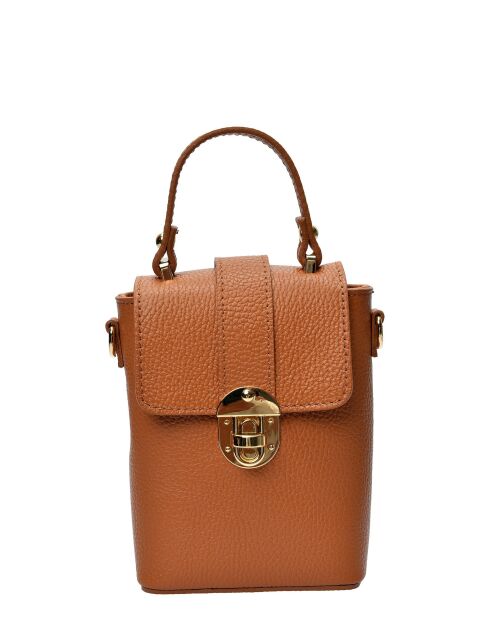 SBV 78 Beuteltasche aus cognacfarbenem Leder - 16,5 x 12 x 6 cm