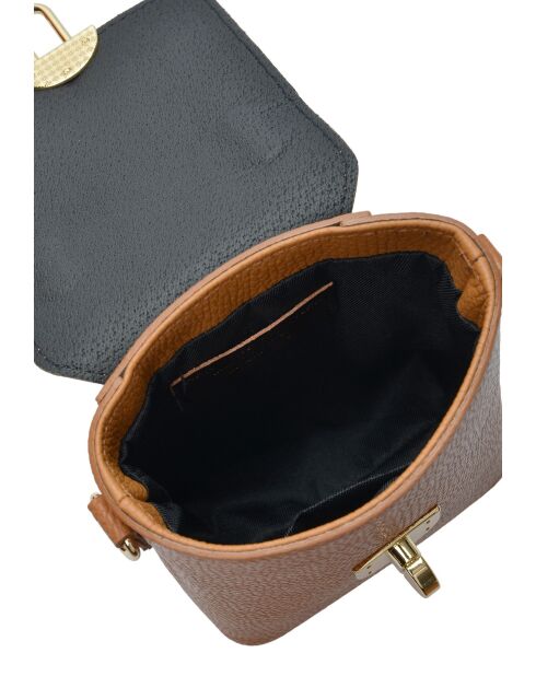 SBV 78 Beuteltasche aus cognacfarbenem Leder - 16,5 x 12 x 6 cm