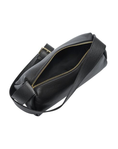 Ameliya zwarte leren schoudertas - 16,5x28x10 cm
