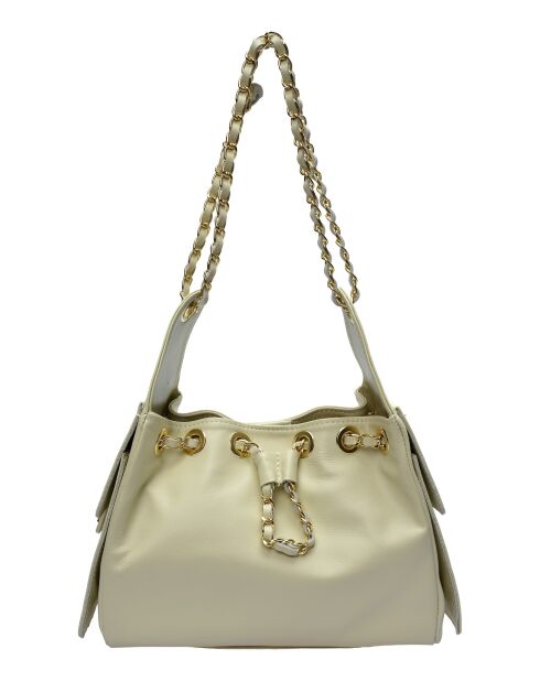 Bandolera SBV 80 de piel beige - 20x26x11 cm