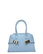 Bolso SBV 79 de piel celeste - 16x22,5x5,5 cm