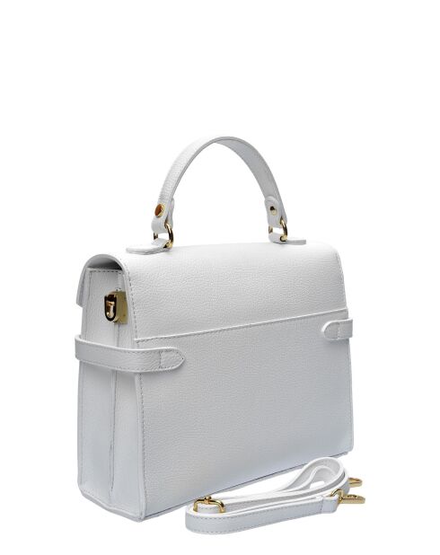 Bolso de mano TSBV 56 de piel blanca - 20x26,5x8,5 cm