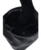 TSBV 57 Hobo-Tasche aus schwarzem Leder - 32x43x15 cm