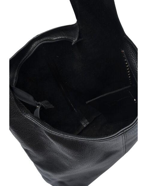 TSBV 57 Hobo-Tasche aus schwarzem Leder - 32x43x15 cm