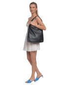 TSBV 57 Hobo-Tasche aus schwarzem Leder - 32x43x15 cm