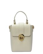 Bolso bombonera SBV 78 de piel blanca - 16,5x12x6 cm