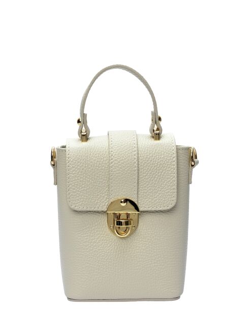 Bolso bombonera SBV 78 de piel blanca - 16,5x12x6 cm
