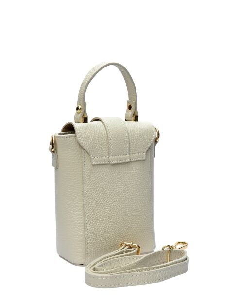 Bolso bombonera SBV 78 de piel blanca - 16,5x12x6 cm