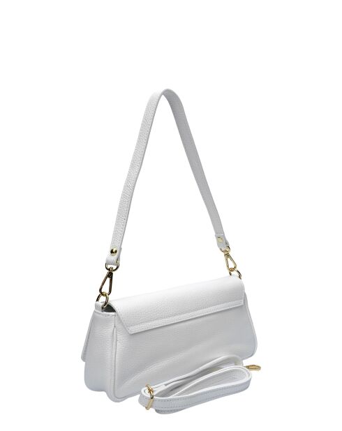 TSBV 49 weiße Schultertasche aus Leder - 11x26x6 cm