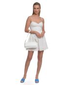 Bandolera TSBV 49 de piel blanca - 11x26x6 cm