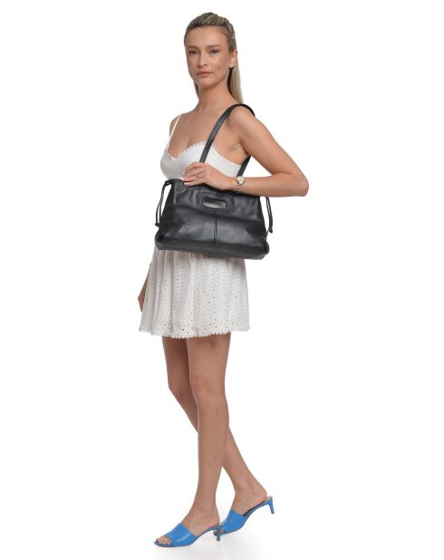 TSBV 52 Schultertasche aus schwarzem Leder - 22x36x 12cm