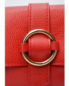 Sac bandoulière en cuir SBV 77 rouge - 10.5x15x6.5 cm