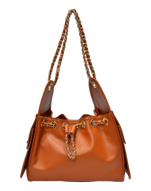 SBV 80 Schultertasche aus cognacfarbenem Leder - 20x26x11 cm