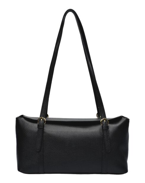 Schwarze Fleuron Schultertasche aus Leder - 16x31x9 cm