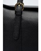 Schwarze Fleuron Schultertasche aus Leder - 16x31x9 cm
