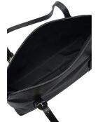 Schwarze Fleuron Schultertasche aus Leder - 16x31x9 cm