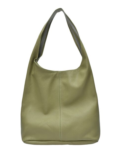 TSBV 57 pistachegroene leren hobotas - 32x43x15 cm
