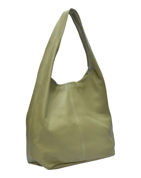 TSBV 57 pistachegroene leren hobotas - 32x43x15 cm