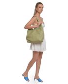TSBV 57 pistachegroene leren hobotas - 32x43x15 cm