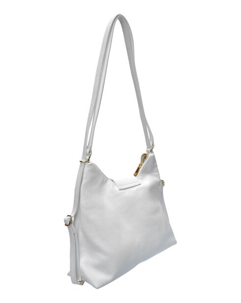 Sac bandoulière/sac à dos en cuir TSBV 50 blanc - 23.5x36x11 cm