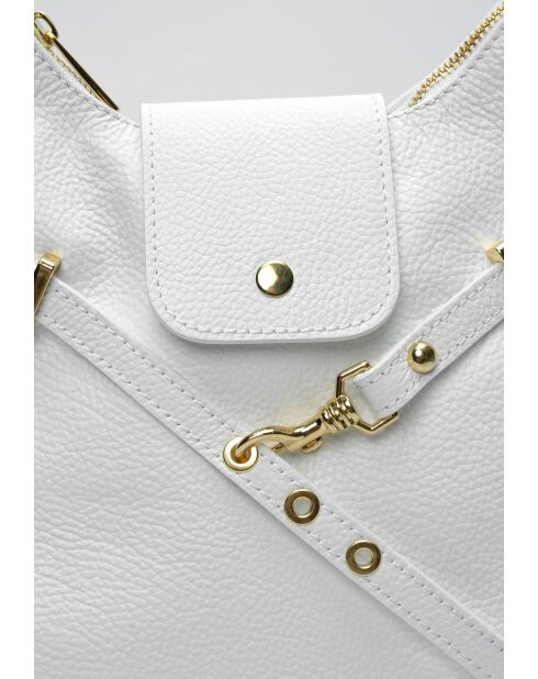 Sac bandoulière/sac à dos en cuir TSBV 50 blanc - 23.5x36x11 cm