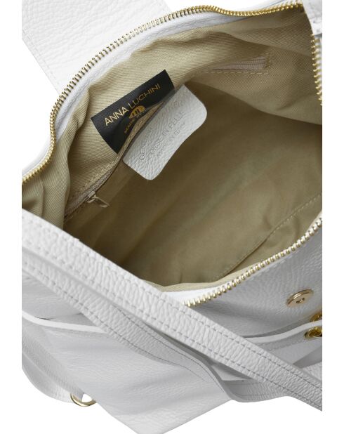 Sac bandoulière/sac à dos en cuir TSBV 50 blanc - 23.5x36x11 cm