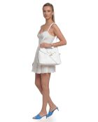 Sac bandoulière/sac à dos en cuir TSBV 50 blanc - 23.5x36x11 cm