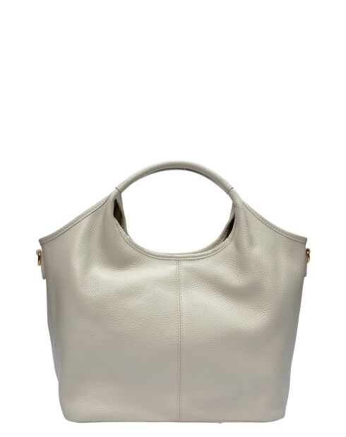 Bandolera Craie Studio de piel beige - 24x40x14,5 cm