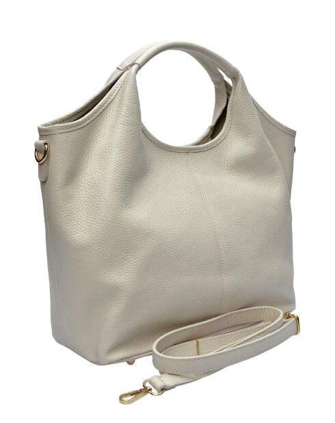 Bandolera Craie Studio de piel beige - 24x40x14,5 cm