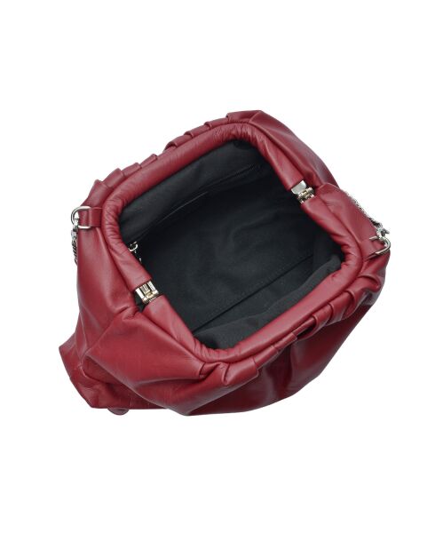 2226 donkerrode leren schoudertas - 17x32x7 cm