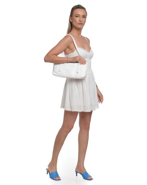 Sac bandoulière en cuir Songmont blanc - 16x31x9 cm