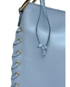 Bandolera Staud de piel celeste - 23x40x3,5 cm