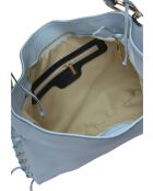 Bandolera Staud de piel celeste - 23x40x3,5 cm