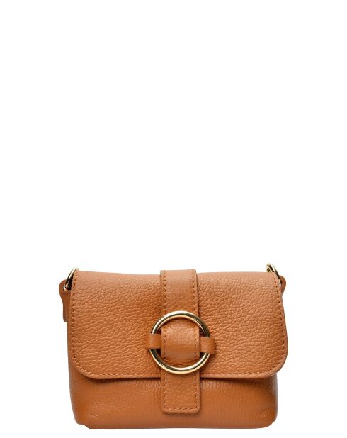SBV 77 Schultertasche aus cognacfarbenem Leder - 10,5 x 15 x 6,5 cm