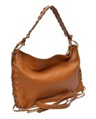 Bandolera Melie Bianco de piel coñac - 23x40x3,5 cm