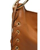 Bandolera Melie Bianco de piel coñac - 23x40x3,5 cm