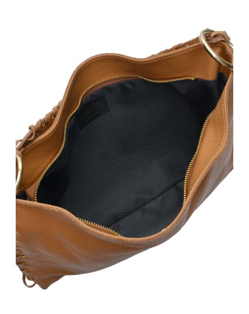 Bandolera Melie Bianco de piel coñac - 23x40x3,5 cm