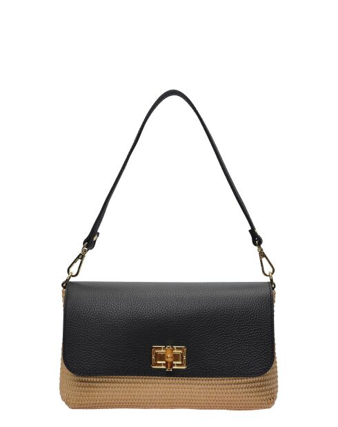 Herbert Frère Sœur Noir Schultertasche aus Leder - 15x25x5,5 cm