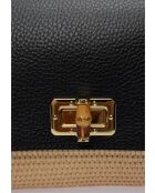 Herbert Frère Sœur Noir Schultertasche aus Leder - 15x25x5,5 cm
