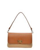 Leo and Violette Schultertasche aus cognacfarbenem Leder - 15x25x5,5 cm