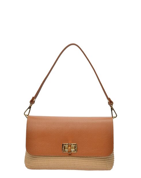 Leo and Violette Schultertasche aus cognacfarbenem Leder - 15x25x5,5 cm