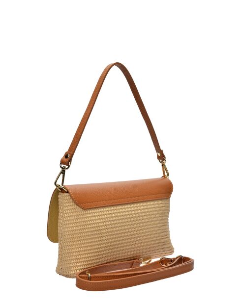 Leo and Violette Schultertasche aus cognacfarbenem Leder - 15x25x5,5 cm
