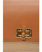 Leo and Violette Schultertasche aus cognacfarbenem Leder - 15x25x5,5 cm