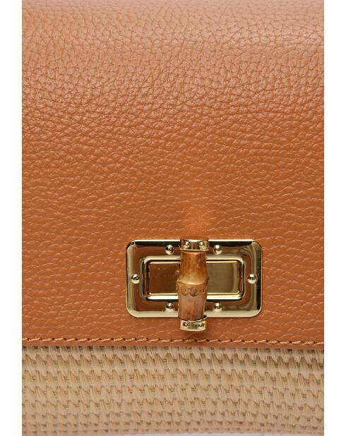 Leo and Violette Schultertasche aus cognacfarbenem Leder - 15x25x5,5 cm