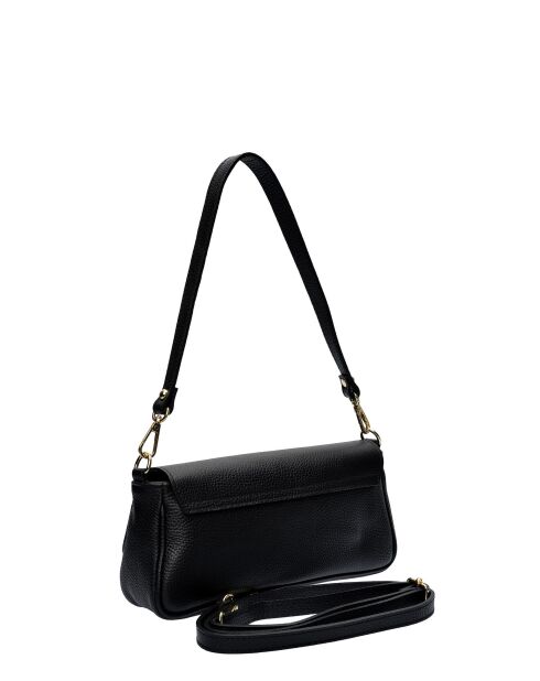 TSBV 49 Schultertasche aus schwarzem Leder - 11x26x6 cm