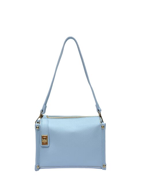 Bolso Yuzefi de piel celeste - 12x19x9 cm